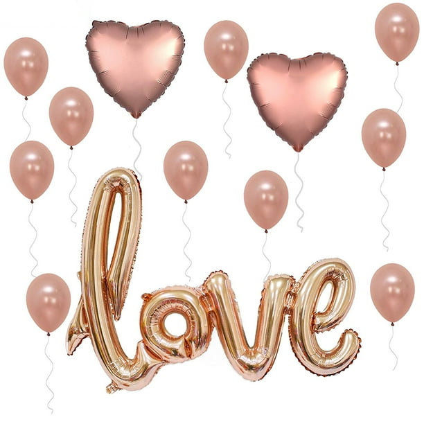Latex Confetti Balloon Kit Self Inflatable Heart Love Foil Balloons With Ribbons